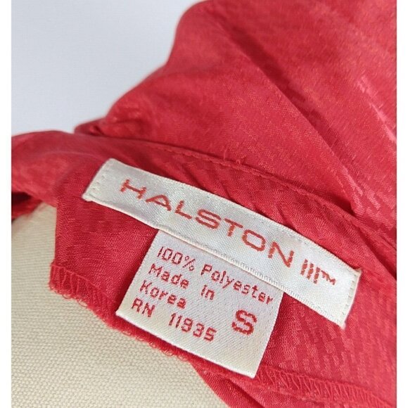 Vintage 80's Halston III Red Pleat Front Blouse Top Size S Button Back Long Slv - Picture 9 of 9